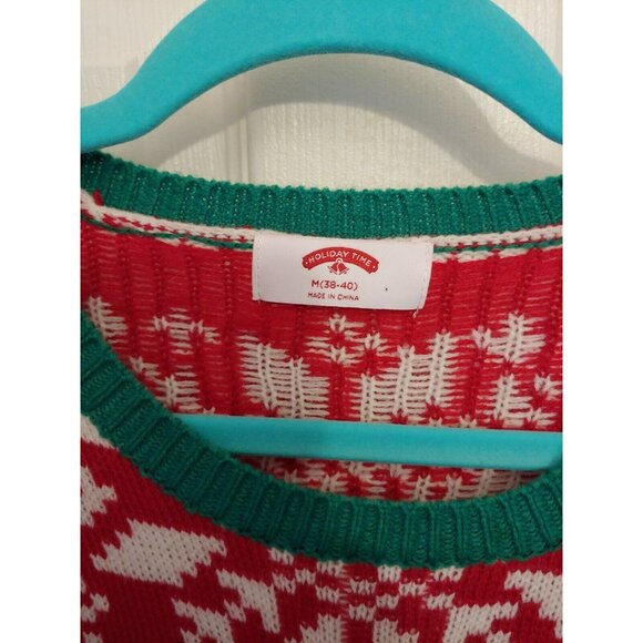 Holiday Time Santa Claus Ugly Christmas Sweater W REAL Cup Beer Holder Size M - Picture 2 of 5